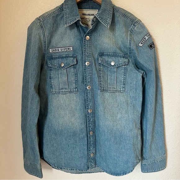 Zadig & Voltaire Blue Jean This Denim Shirt Women's S Excellent Condition - Picture 2 of 7